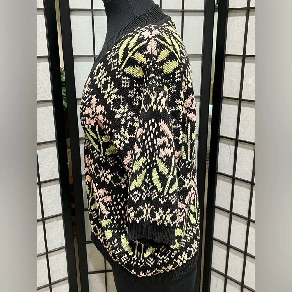 United Colors Of Benetton Black Knit with Pastel Pink & Lime Stripes, EU SIZE 48 - Picture 8 of 10
